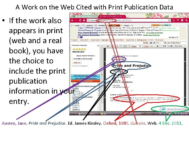 A Work on the Web Cited with Print Publication Data • If the work