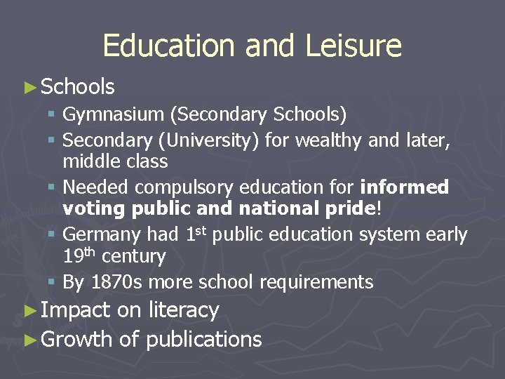 Education and Leisure ► Schools § Gymnasium (Secondary Schools) § Secondary (University) for wealthy