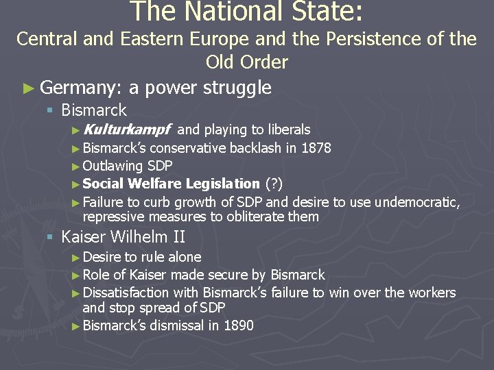 The National State: Central and Eastern Europe and the Persistence of the Old Order