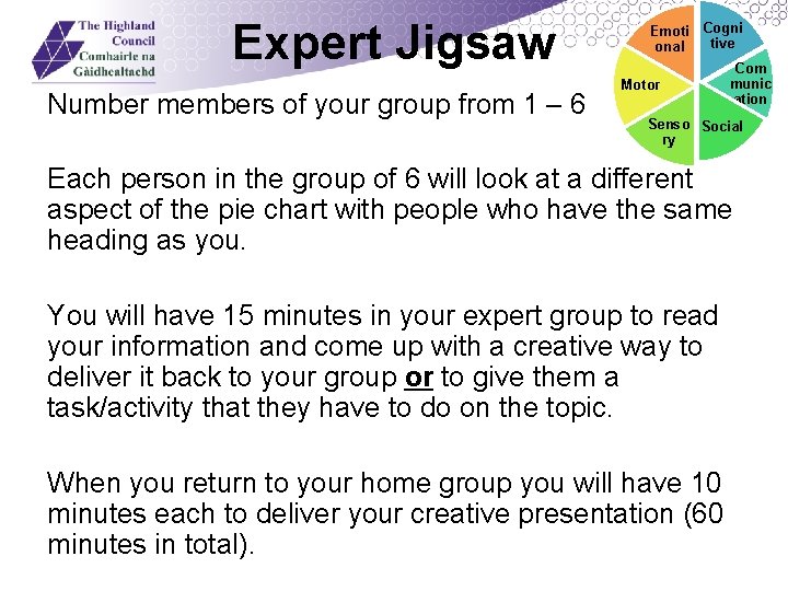 Expert Jigsaw Number members of your group from 1 – 6 Emoti Cogni tive
