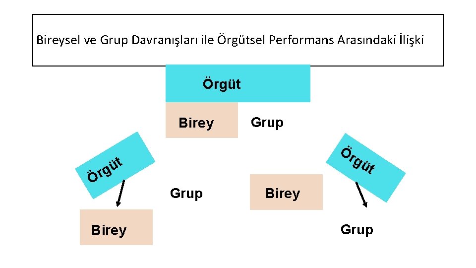 Bireysel ve Grup Davranışları ile Örgütsel Performans Arasındaki İlişki Örgüt Birey t ü g