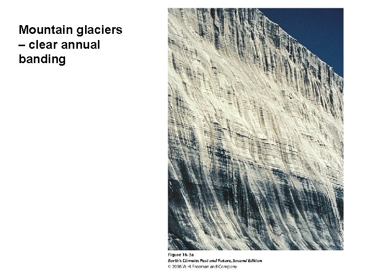 Mountain glaciers – clear annual banding 