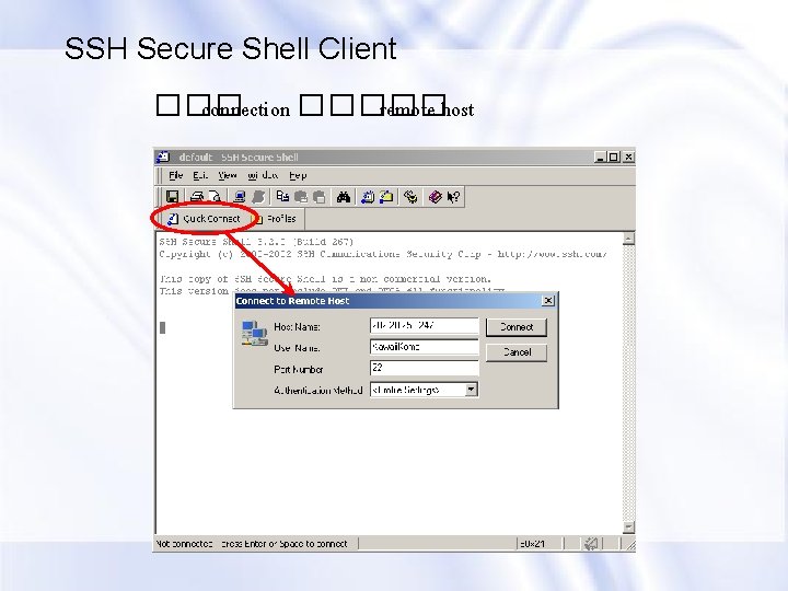 SSH Secure Shell Client ��� connection ����� remote host 