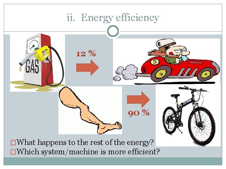 ii. Energy efficiency 12 % 90 % �What happens to the rest of the