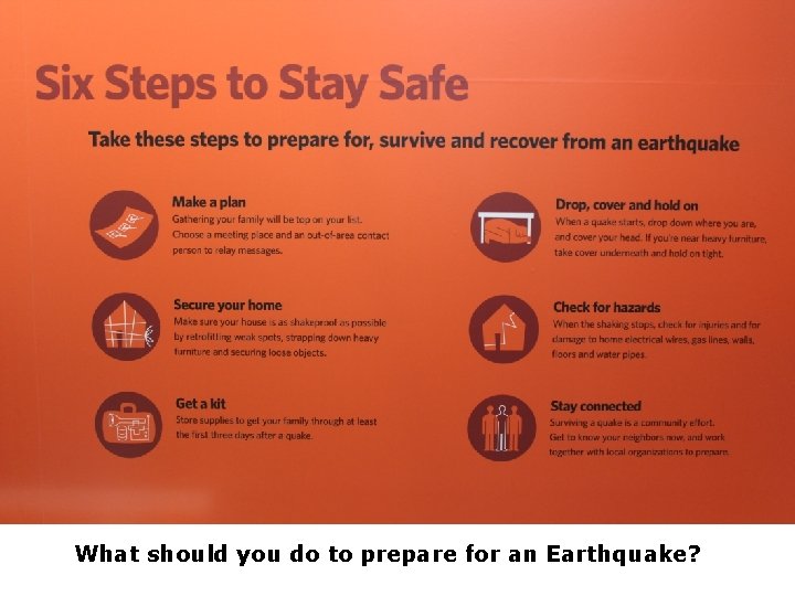 What should you do to prepare for an Earthquake? 