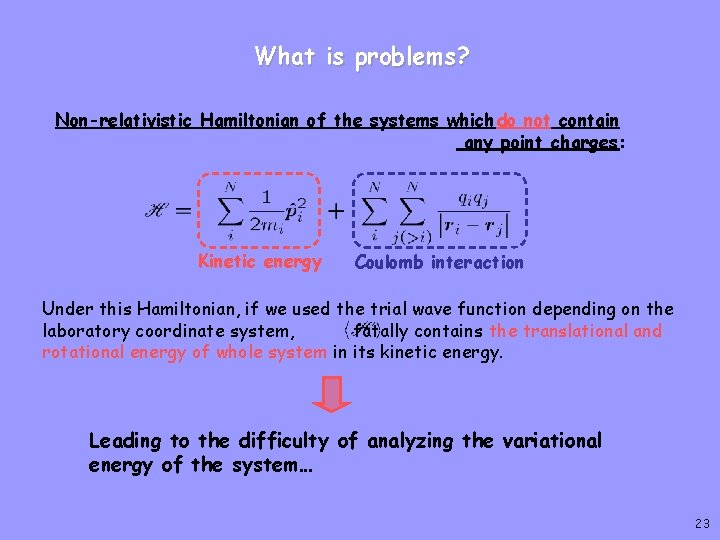 What is problems? Non-relativistic Hamiltonian of the systems which do not contain any point