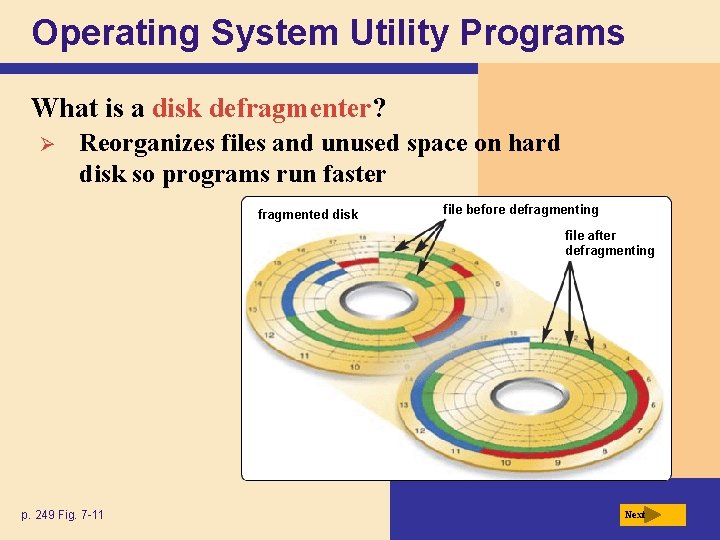 Operating System Utility Programs What is a disk defragmenter? Ø Reorganizes files and unused