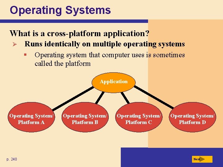 Operating Systems What is a cross-platform application? Ø Runs identically on multiple operating systems