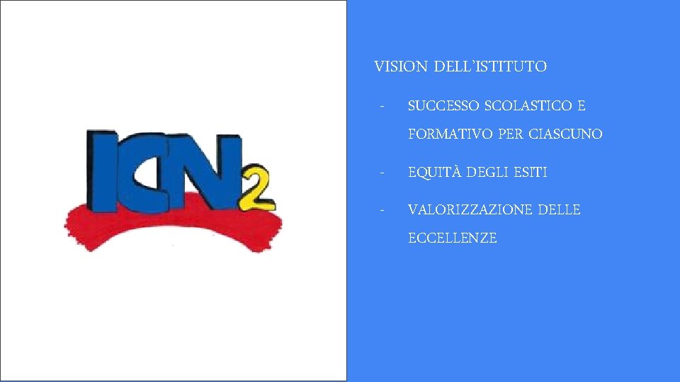 VISION DELL’ISTITUTO - SUCCESSO SCOLASTICO E FORMATIVO PER CIASCUNO - EQUITÀ DEGLI ESITI -