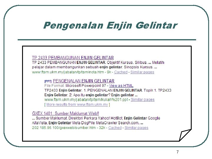 Pengenalan Enjin Gelintar 7 