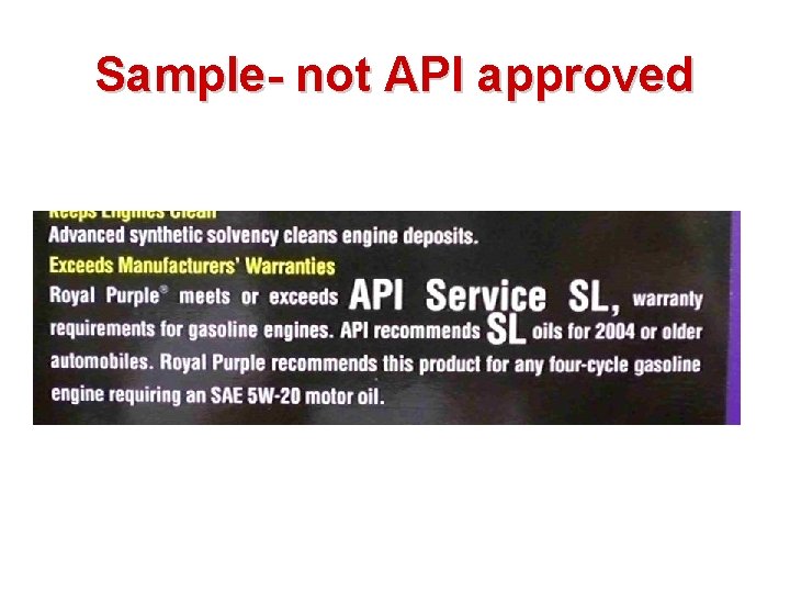 Sample- not API approved 