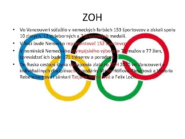 ZOH • Vo Vancouveri súťažilo v nemeckých farbách 153 športovcov a získali spolu 10