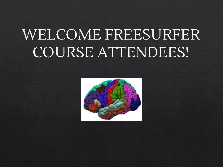 WELCOME FREESURFER COURSE ATTENDEES! 