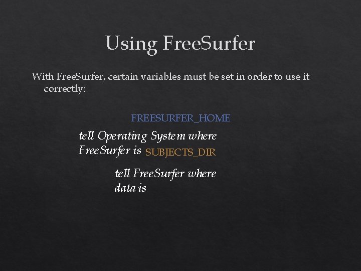 Using Free. Surfer With Free. Surfer, certain variables must be set in order to