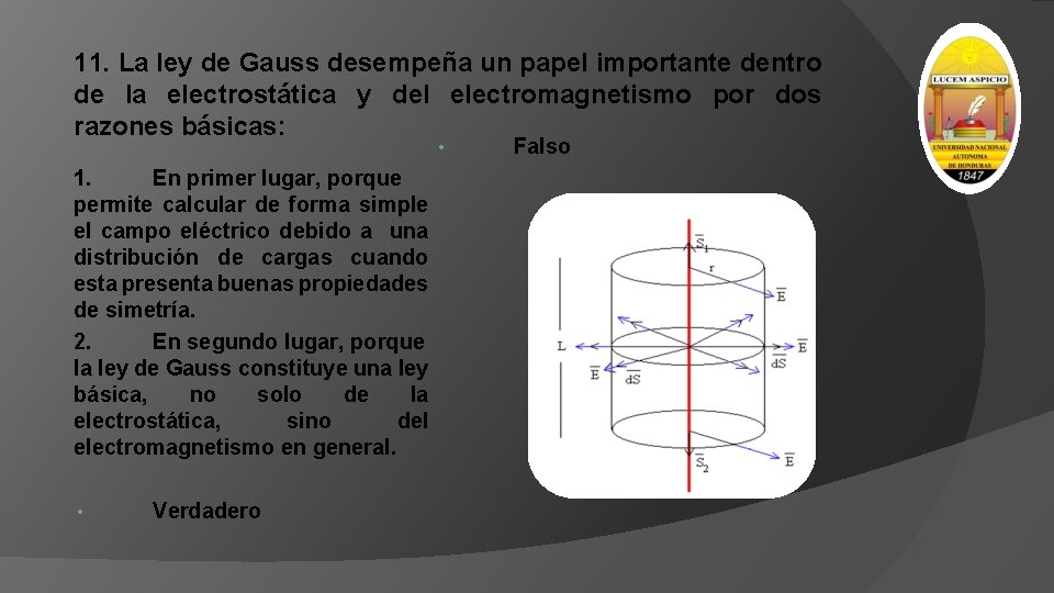 11. La ley de Gauss desempeña un papel importante dentro de la electrostática y