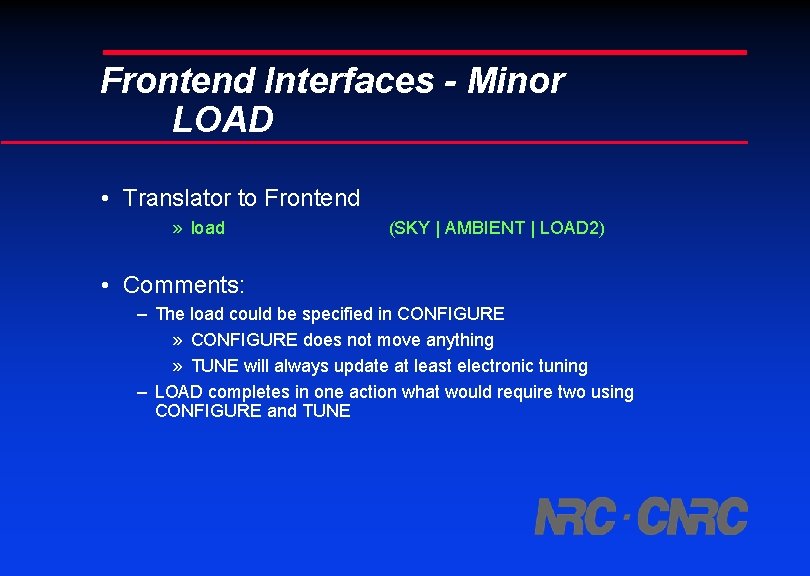 Frontend Interfaces - Minor LOAD • Translator to Frontend » load (SKY | AMBIENT