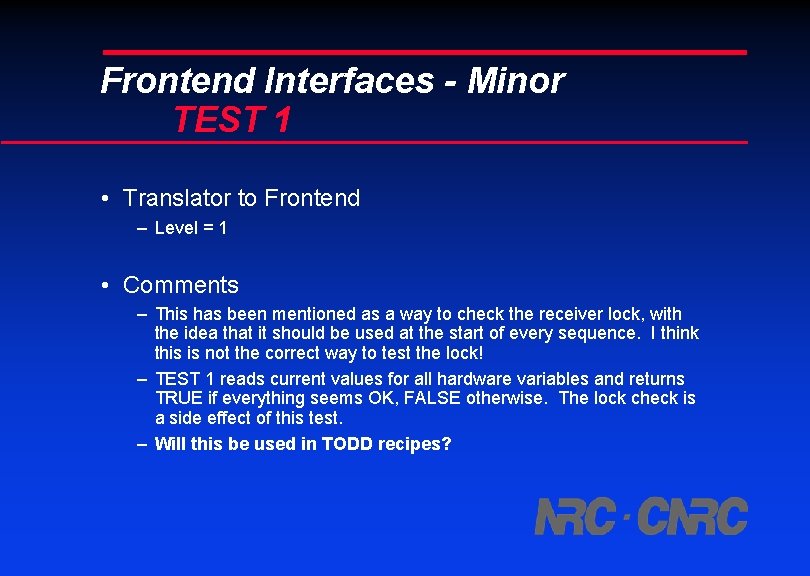 Frontend Interfaces - Minor TEST 1 • Translator to Frontend – Level = 1