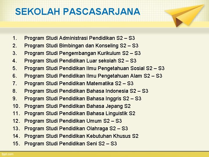 SEKOLAH PASCASARJANA 1. 2. 3. 4. 5. 6. 7. 8. 9. 10. 11. 12.