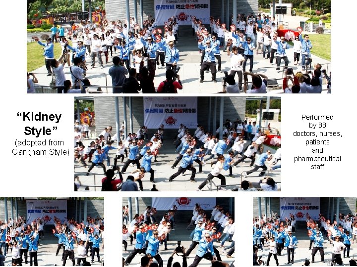 “Kidney Style” (adopted from Gangnam Style) Performed by 88 doctors, nurses, patients and pharmaceutical