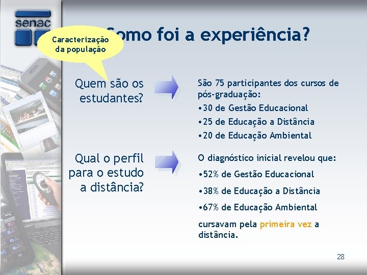 Como foi a experiência? Caracterização da população Quem são os estudantes? Qual o perfil