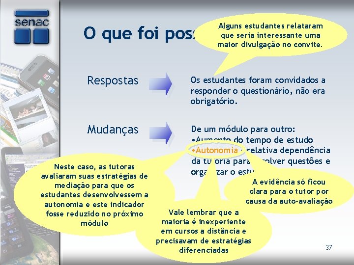 Alguns estudantes relataram que seria interessante uma maior divulgação no convite. O que foi