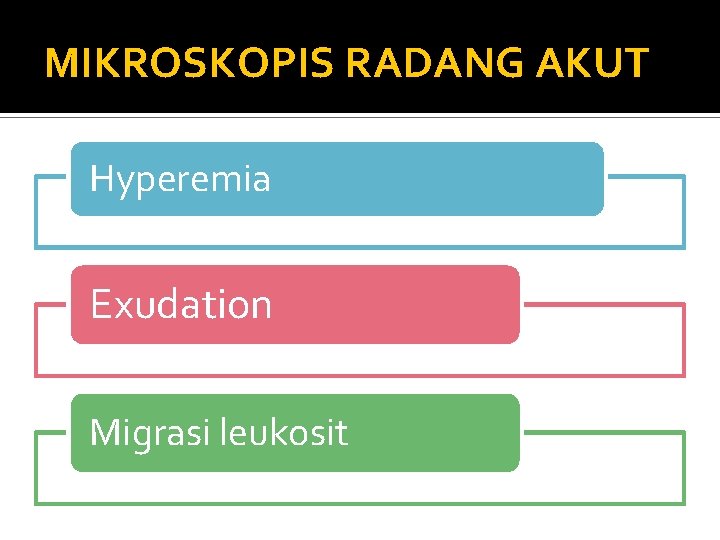 MIKROSKOPIS RADANG AKUT Hyperemia Exudation Migrasi leukosit 