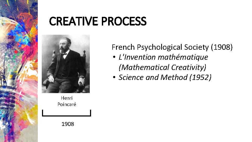 CREATIVE PROCESS French Psychological Society (1908) • L'Invention mathématique (Mathematical Creativity) • Science and