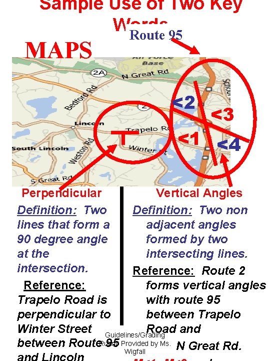 Sample Use of Two Key Words Route 95 MAPS <2 <3 <1 <4 Perpendicular