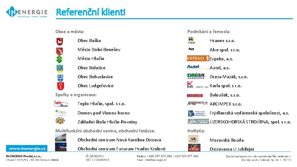 Referenční klienti Obce a města: Podnikání a řemesla: Obec Baška Hranex s. r. o.