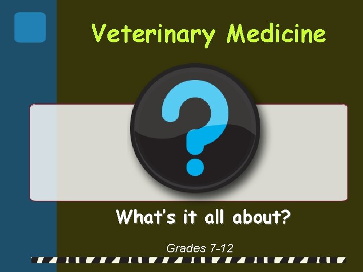 Veterinary Medicine What’s it all about? Grades 7 -12 