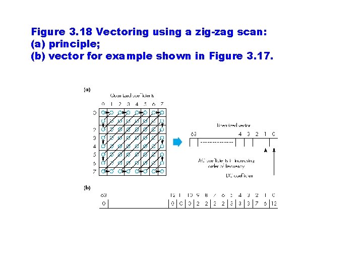 Figure 3. 18 Vectoring using a zig-zag scan: (a) principle; (b) vector for example