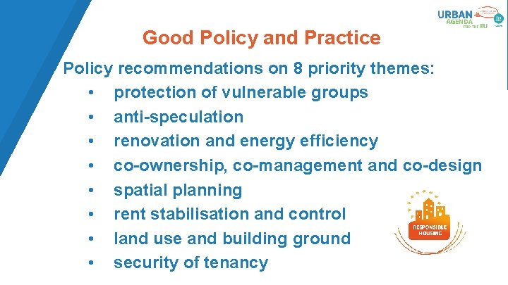 Good Policy and Practice Policy recommendations on 8 priority themes: • protection of vulnerable Good Policy and Practice Policy recommendations on 8 priority themes: • protection of vulnerable