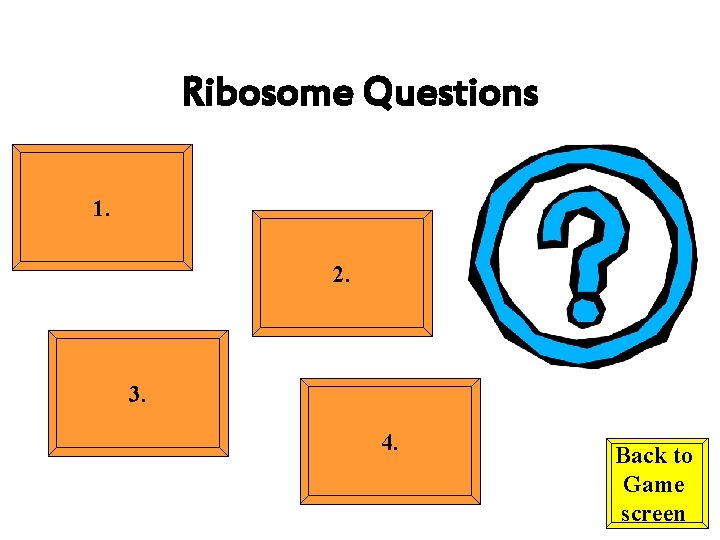 Ribosome Questions 1. 2. 3. 4. Back to Game screen 