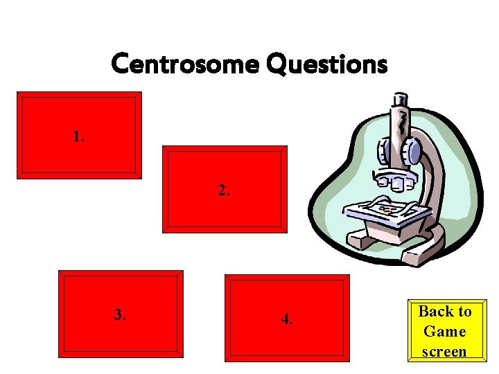 Centrosome Questions 1. 2. 3. 4. Back to Game screen 