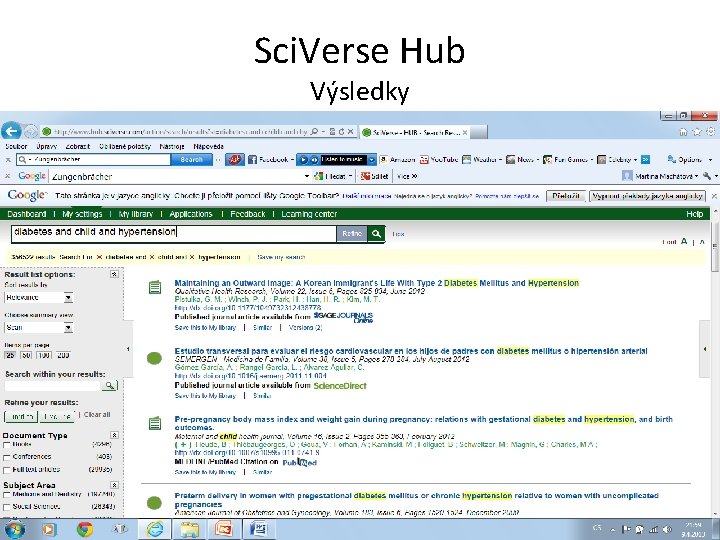 Sci. Verse Hub Výsledky 