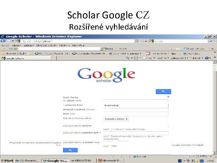 Scholar Google CZ Rozšířené vyhledávání 