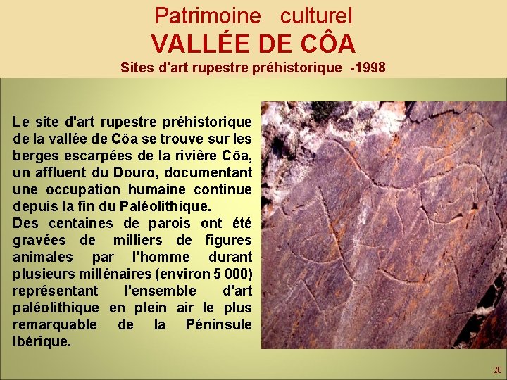 Patrimoine culturel VALLÉE DE CÔA Sites d'art rupestre préhistorique -1998 Le site d'art rupestre