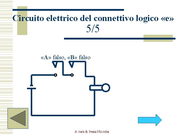 Circuito elettrico del connettivo logico «e» 5/5 «A» falso, «B» falso A cura di