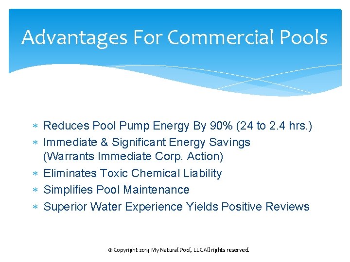 Advantages For Commercial Pools Reduces Pool Pump Energy By 90% (24 to 2. 4