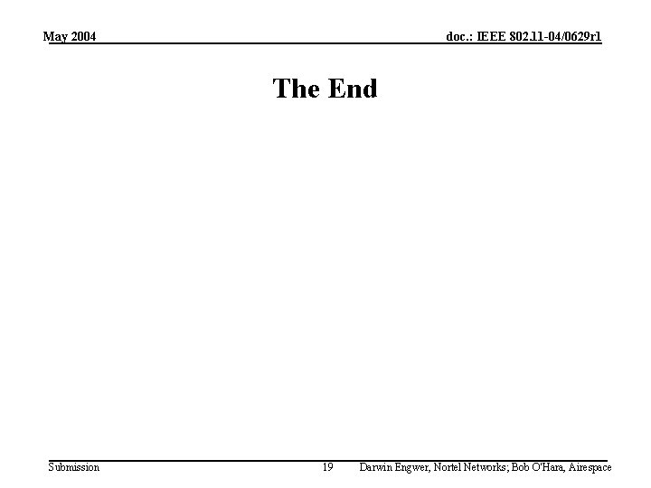 May 2004 doc. : IEEE 802. 11 -04/0629 r 1 The End Submission 19 May 2004 doc. : IEEE 802. 11 -04/0629 r 1 The End Submission 19