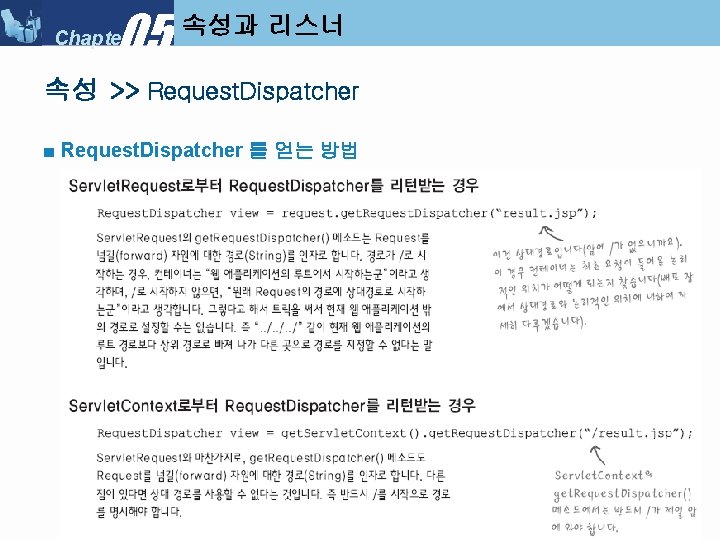 05 Chapter 속성과 리스너 속성 >> Request. Dispatcher ■ Request. Dispatcher 를 얻는 방법