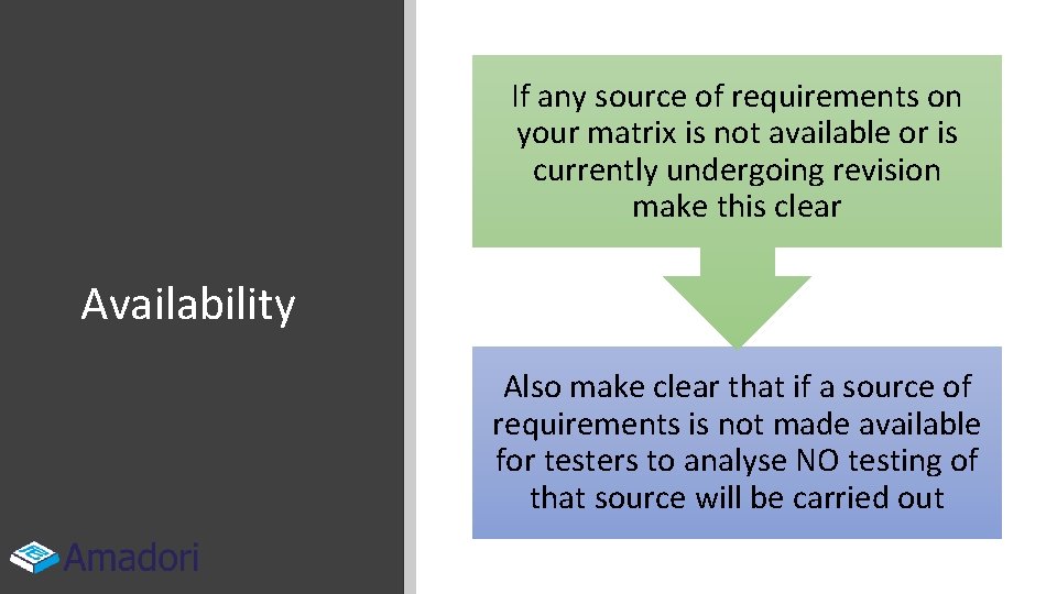 If any source of requirements on your matrix is not available or is currently