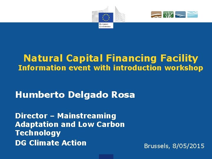 Natural Capital Financing Facility Information event with introduction workshop Humberto Delgado Rosa Director –