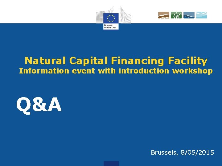 Natural Capital Financing Facility Information event with introduction workshop Q&A Brussels, 8/05/2015 