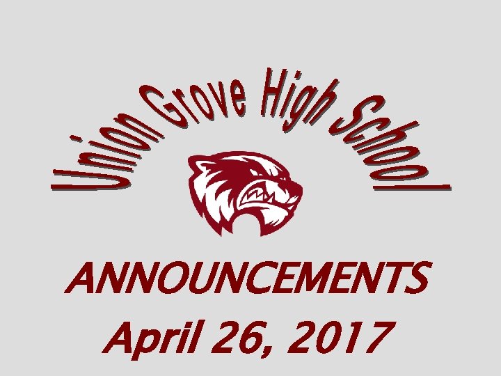 ANNOUNCEMENTS April 26, 2017 