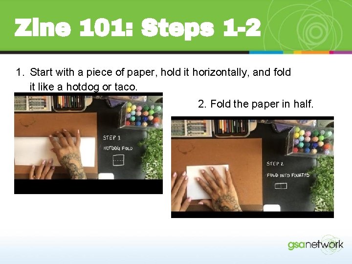 Zine 101: Steps 1 -2 1. Start with a piece of paper, hold it