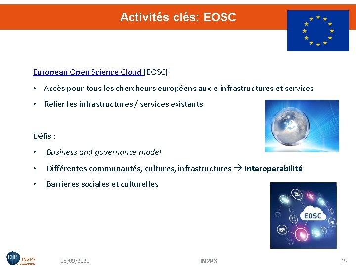 Activités clés: EOSC European Open Science Cloud (EOSC) • Accès pour tous les chercheurs