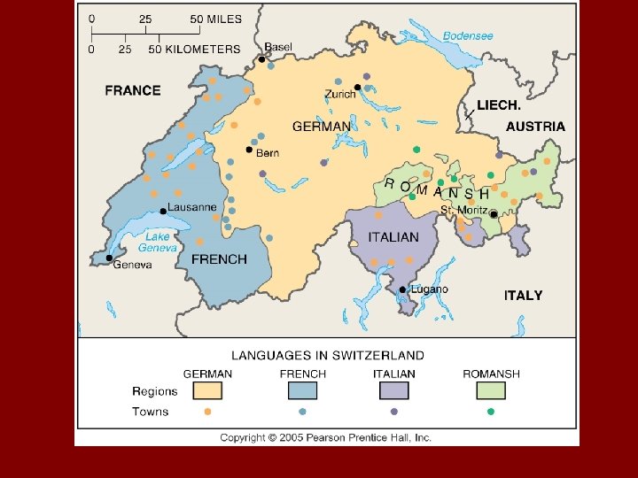 Language Areas in Switzerland Fig. 5 -17: Switzerland remains peaceful with four official languages