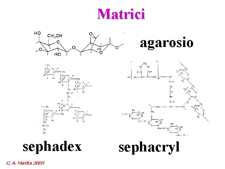 Matrici agarosio sephadex C. A. Mattia 2005 sephacryl 