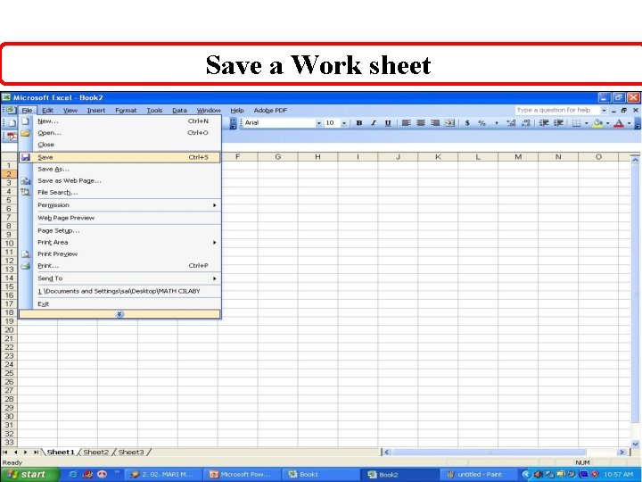 Save a Work sheet 